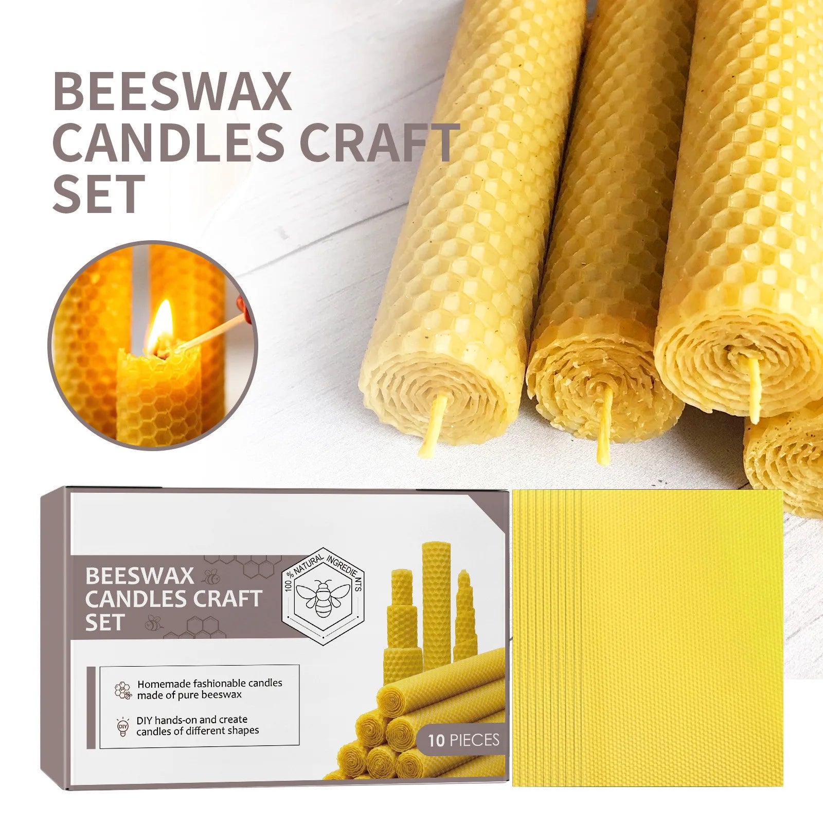 10/20/30pcs Beeswax Sheets Candle Making Craft DIY Kits Honey Candles Maker Full Bees Wax Honeycomb Beekeeping Foundation Sheets